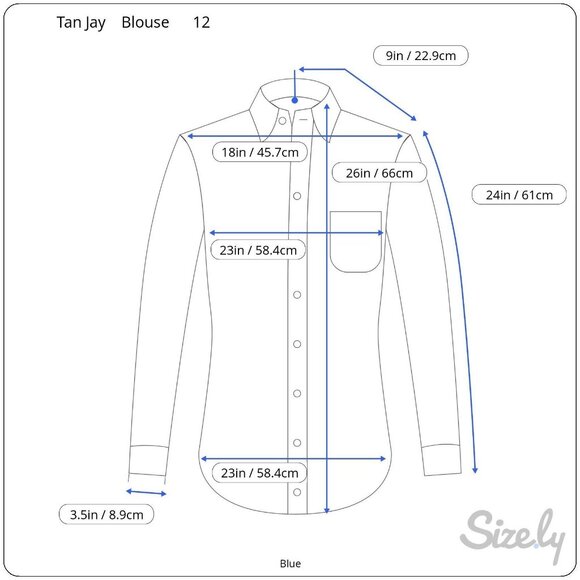 Vintage Tan Jay Womens Blouse Hidden Buttons Bow Size 12 Blue - Picture 6 of 8